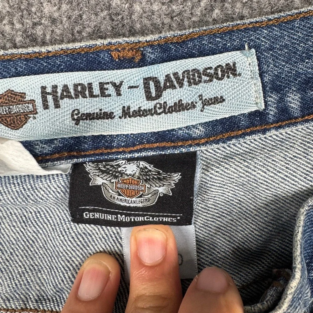 Harley-Davidson Jeans Mens Size 36 Blue Cotton Relaxed Straight Leg Biker Denim